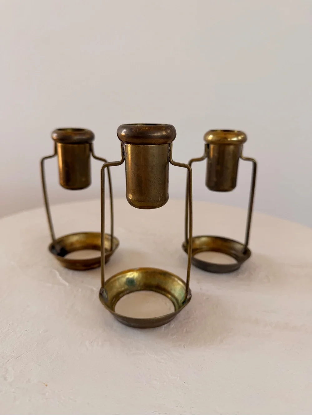 VINTAGE BRASS CANDLE-HOLDERS SWING HANDLE LANTERNS BOHO NAUTICAL MID-CENTURY EUC